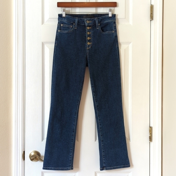 Joe's Jeans The Callie Dark Wash High Rise Cropped Boot Cut Button Fly Jeans 25 - Picture 1 of 14